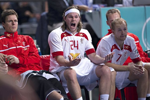 Frustration på den danske bænk under VM-finalen mod Spanien. Foto: Claus Fisker