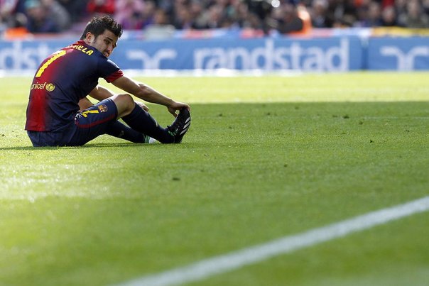David Villa fra FC Barcelona er kommet på hospitalet p.g.a. nyresten. Foto: ALBERT GEA