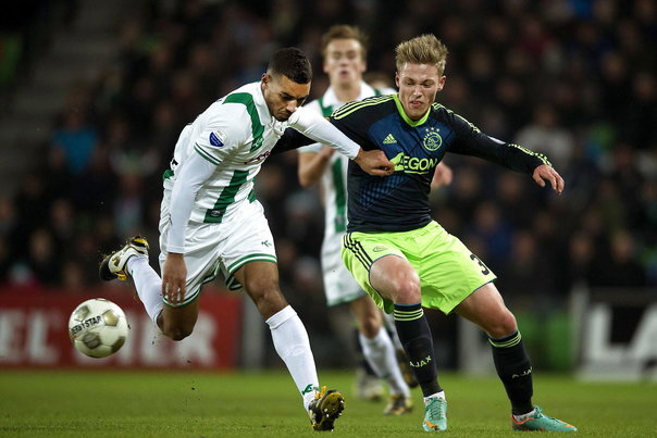 Viktor Fischer (blå bluse) fortsætter karrieren i Ajax. Foto: OLAF KRAAK