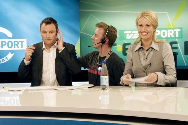 TV2 Sport med Claus Elming og Tina Müller, da kanalen i sin tid gik i luften. Foto: Jan Jørgensen